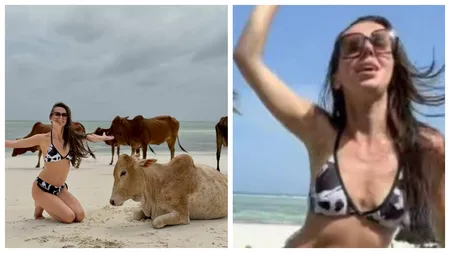 Georgiana Lobonț, sac de box pe internet după ce s-a etalat în costum de baie. ”Ai bețe, îți lipsesc schiurile!”