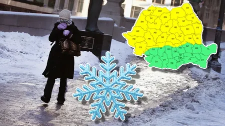 Avertizare meteo de vreme rea în aproape toată țara! ANM a emis mai multe coduri galbene de ninsori, polei și intensificări ale vântului