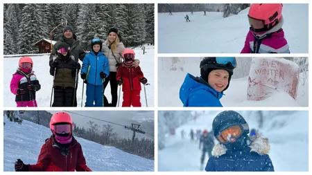 Valentina Pelinel și Cristi Borcea, vacanță la schi cu copiii în Poiana Brașov la început de an: ”În sfârșit zăpadă, zâmbete și emoții frumoase”