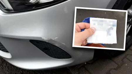 O femeie și-a găsit mașina lovită în parcarea unui supermarket din București. A fost surprinsă de bilețelul găsit în parbriz: „Bine că mai există și oameni printre animale”