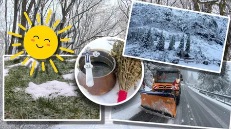 Prognoza meteo de Bobotează. Temperaturi de 17 grade marți, ploi și lapoviță în mare parte din țară, ninsori consistente la munte și risc de polei