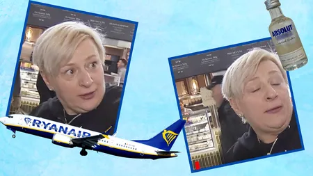 VIDEO- Când alcoolul îți dă aripi, dar „Renair” ți le taie. Cum a pierdut o româncă zborul din cauza unei sticluțe de vodcă