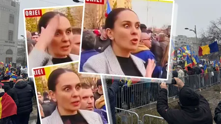 Fiica pușcăriașului Maricel Păcuraru, turbată în mijlocul protestatarilor furioși. După ce i-a oferit lalele lui Călin Georgescu a adus hoardele georgiste în Piața Victoriei: „Preluați-o pe doamna!” VIDEO