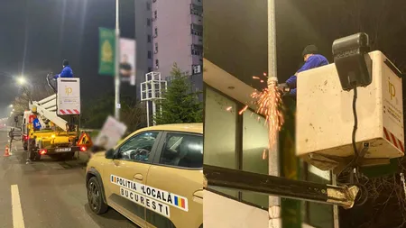 Primăria Capitalei a dat jos reclamele ilegale de pe stâlpii de iluminat public