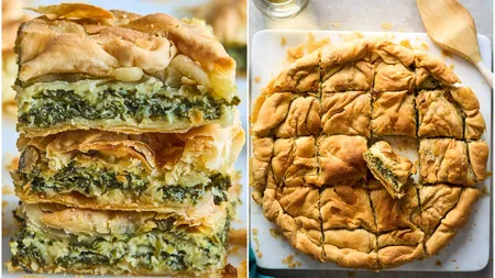 Cum se prepară spanakopita, plăcinta fragedă care face furori pe rețelele sociale. Aspectuos, crocant și gustos, preparatul impresionează de la prima îmbucătură