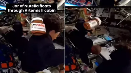 VIDEO Un borcan de Nutella pluteşte în spaţiu cu capsula Orion. 