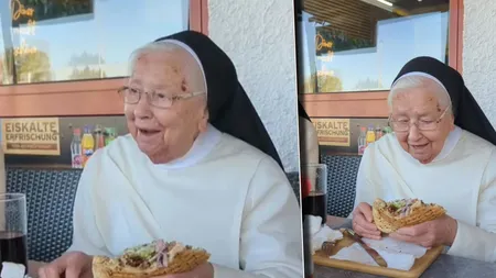 Reacția unei călugărițe în vârstă de 92 de ani, după ce a mâncat primul kebap din viața ei: „Sunt absolut încântată”
