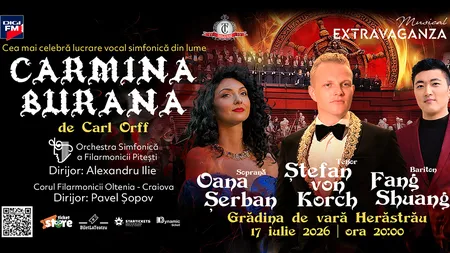 CARMINA BURANA - premieră în aer liber, cu tenorul ŞTEFAN von KORCH pe scenă, pe 17 iulie la Grădina de Vară Herăstrău din Bucureşti