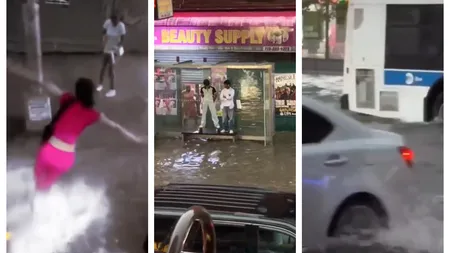 Potopul lui Noe şi la New York. Imagini virale, oameni luaţi pe sus de torenţi VIDEO