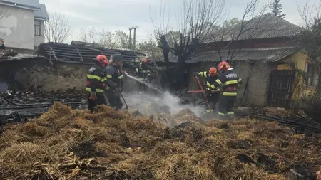 Incendiu în comuna Prăjeni din Botoşani. Risc de explozie, flăcările puteau ajunge la un centru de butelii VIDEO