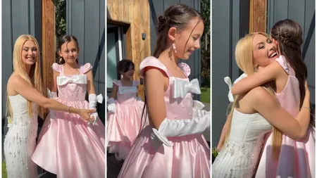 VIDEO Fetițele artistei Andreea Bălan, transformate în prințese la nunta mamei lor. Ella și Clara au strălucit la propriu: 
