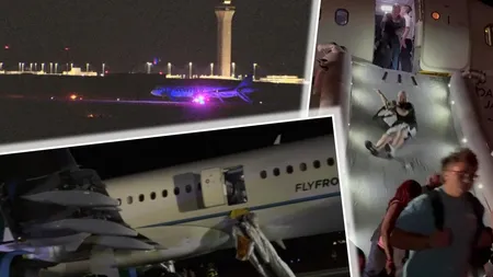 Incident șocant pe aeroport! Bărbat mort după ce a fost lovit de avion pe pistă. Pasagerii, evacuați de urgență pe tobogane gonflabile