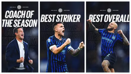Cristi Chivu a fost desemnat cel mai bun antrenor al sezonului din Serie A. Cel mai bun fotbalist este tot de la Inter