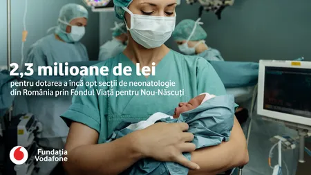 Fundația Vodafone investește 2,3 milioane de lei în dotarea a opt secții de neonatologie din România