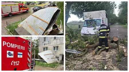 Furtună de cod galben în România: copaci rupți și acoperișuri smulse de vânt