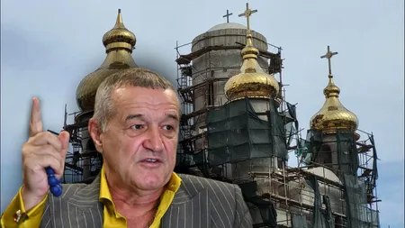 Gigi Becali, flancat de preoți și călugări în fața bisericii pe care o construiește în Pipera. Imagini parcă scoase din filmele cu shaolini