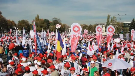 Sindicaliști din Sănătate protestează în fața Ministerului Muncii. Sunt nemulțumiți de proiectul noii legi a salarizării