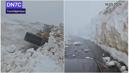 Zăpadă de peste cinci metri pe Transfăgărășan la mijlocul lunii mai. Drumarii luptă cu nămeții și bolovanii aduși de avalanșe, imagini uluitoare VIDEO