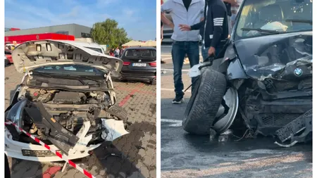 Dezastru în parcarea de la Dragonul Roșu. O șoferiță a făcut praf 11 mașini parcate, doi oameni au fost răniți