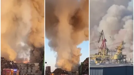 VIDEO Incendiu puternic în Portul Agigea! A fost emis mesaj RO-Alert