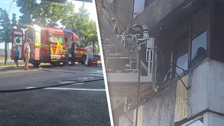 Incendiu puternic într-un bloc din Mehedinți. Un bărbat a murit, iar alte 15 persoane au fost evacuate de urgență