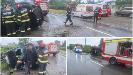 Microbuz cu 8 pasageri răsturnat în județul Suceava. Accidentul s-a produs după ce șoferul microbuzului a încercat să depășească un TIR