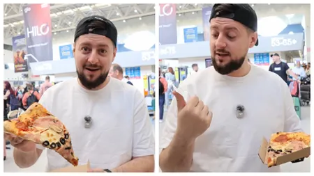 Șoc la Otopeni, cât a plătit un cunoscut vlogger român pe o singură felie de pizza. 