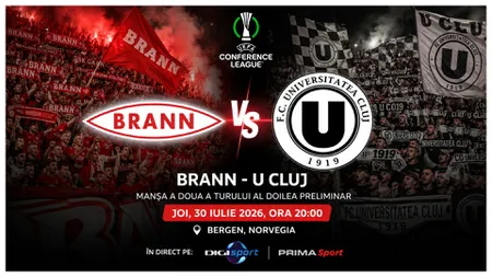LIVE Brann - U Cluj ONLINE VIDEO (ora 20:00) în Conference League. Unde vezi meciul în direct la TV