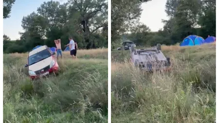 În loc să întoarcă micii pe grătar, un oltean a întors maşina cu roţile-n sus VIDEO viral