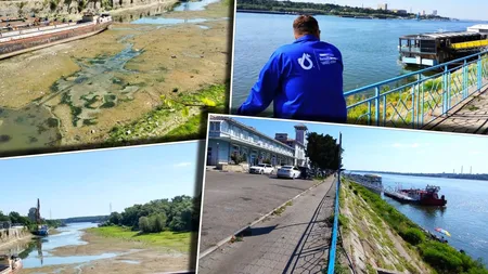 Imagini dezolante cu Dunărea secată. Vapoarele zac în nămol, debitul fluviului scade drastic și se apropie de recordul negativ din 1985 FOTO