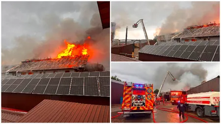 Incendiu puternic la o fabrică de prelucrare a lemnului din județul Bistrița-Năsăud