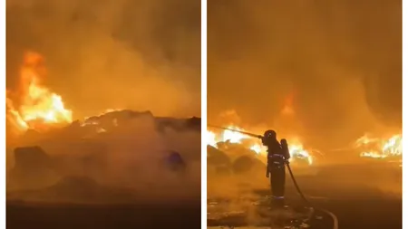 Ro-Alert lângă Bucureşti, incendiu masiv la un depozit de reciclare a maselor plastice VIDEO