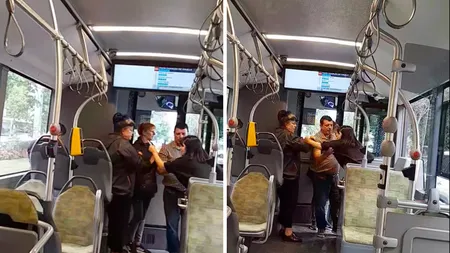 VIDEO A cerut biletul unei pasagere și a fost luată la bătaie. Incident șocant într-un autobuz STB din București