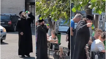 Imagini virale cu o față bisericească ce se dedă la plăceri lumești. În autogara Deva, un călugăr combate canicula cu o bere rece băută direct din butelcă și mângâie tandru pe umerii dezgoliți femeile care stau pe bănci în așteptarea microbuzelor