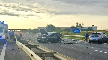 Două accidente pe autostrada București-Pitești, în același loc, dar pe sensuri diferite. Patru oameni au fost răniți