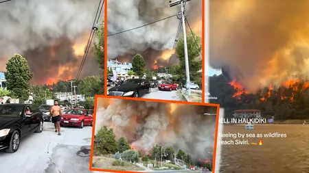 Turiști români, prinși în incendiile din Halkidiki, Grecia. Evacuările s-au făcut cu bărci, pe mare