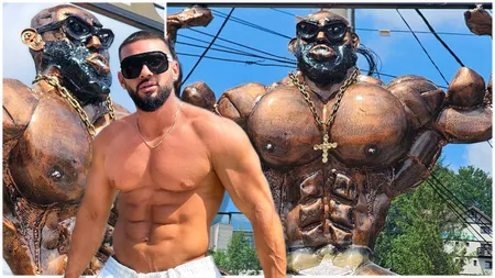Statuia controversată din Bușteni care i-a împărțit pe turiști: unii îl văd pe Dorian Popa, alții pe „Satana”. Culturistul de 5.000 de euro va fi mutat