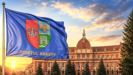 Județul Brașov are un steag oficial. Ce reprezintă culoarea albastră și simbolurile de pe drapel