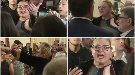 Diana Șoșoacă, circ pe holul Parlamentului înaintea votului pentru învestirea Guvernului Mureșan: 