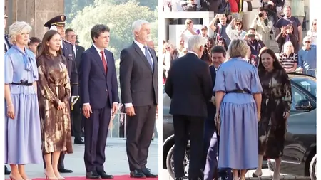 Cum s-a îmbrăcat Mirabela Grădinaru la Praga. Partenera lui Nicușor Dan a atras toate privirile