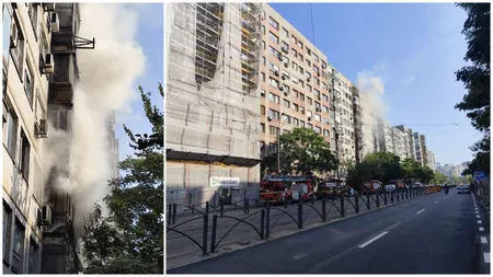 Incendiu de proporții în București. Arde un apartament dintr-un bloc de pe Mihai Bravu