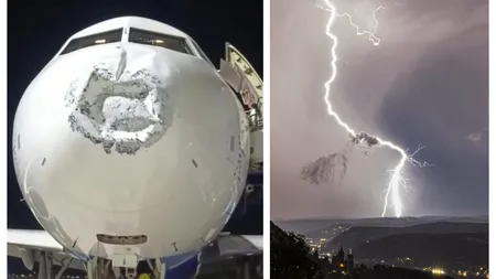 Panică în aer! Avion cu peste 100 de pasageri lovit de fulger VIDEO