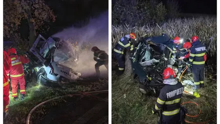 Accident grav în Iași. O autoutilitară a luat foc, două persoane au murit iar una a fost rănită grav