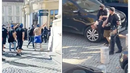 Huliganii au făcut prăpăd în centru Sibiului. Potop de amenzi, se analizează camerele de supraveghere VIDEO