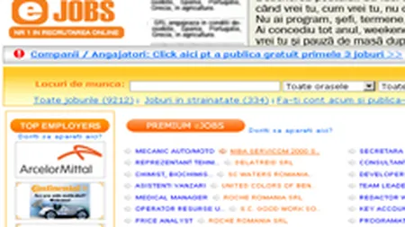 eJobs.ro a crescut de 4 ori anul trecut, pana la 2 milioane de euro