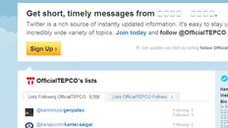 Operatorul centralei nucleare Fukushima din Japonia si-a deschis cont pe Twitter