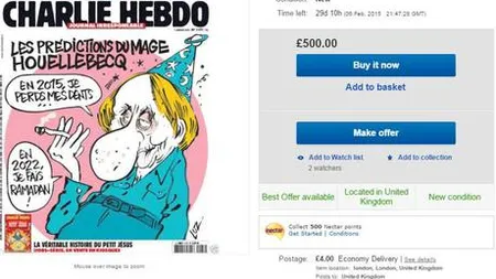 Cel mai recent numar din Charlie Hebdo, la preturi astronomice pe Internet