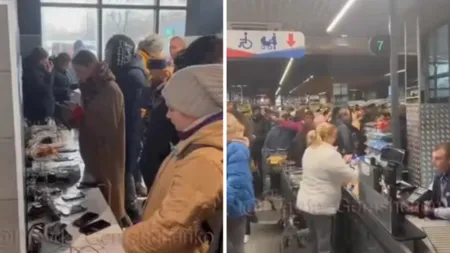 Îmbulzeală la prima redeschidere a unui supermarket din Herson de după începutul războiului. Facilităţi pentru ucrainenii care nu au electricitate VIDEO