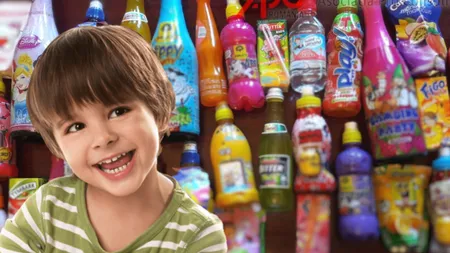 Schema de aur a producătorilor prin care ademenesc copiii să aleagă sucurile care conțin zahăr din belșug