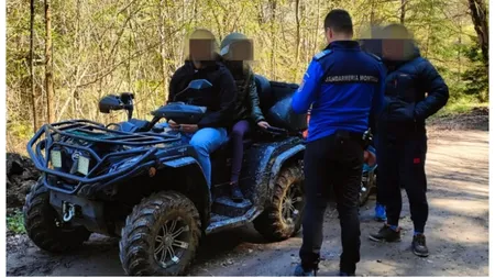 Amenzi de 28.000 de lei pentru opt turişti care au pătruns cu ATV-urile într-o zonă forestieră protejată VIDEO